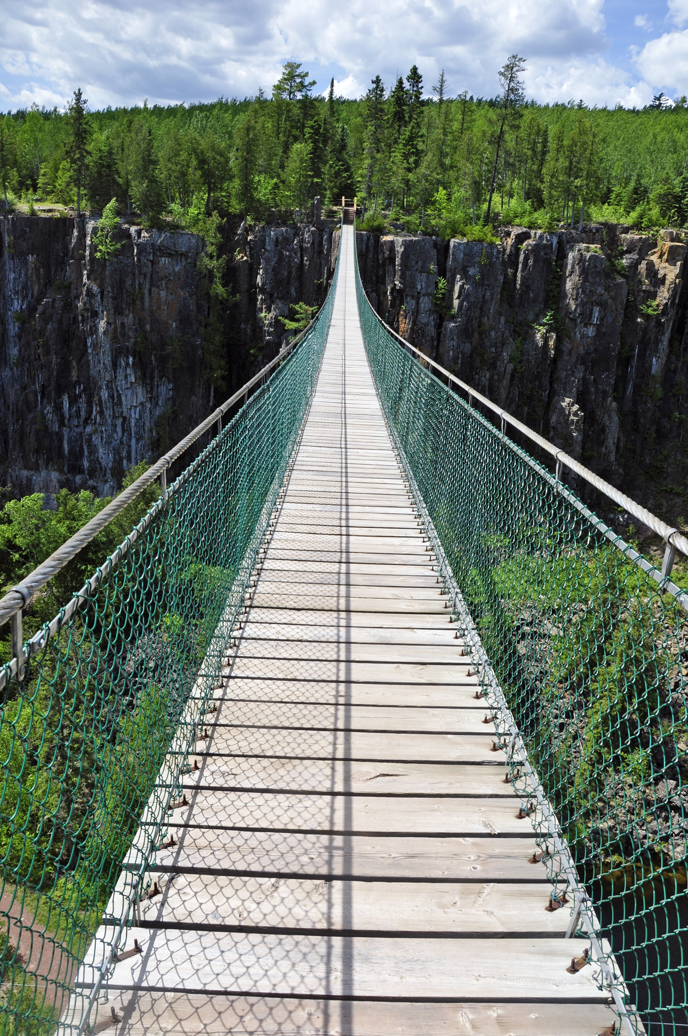 the 300 foot long suspension bridge